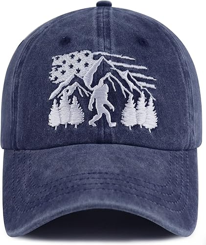 Miniatura 7 de Xucamty Gorros de pie grande para hombres y mujeres divertidos y ajustables bordados de algodón lavado con pie grande salvaje gorra de béisbol