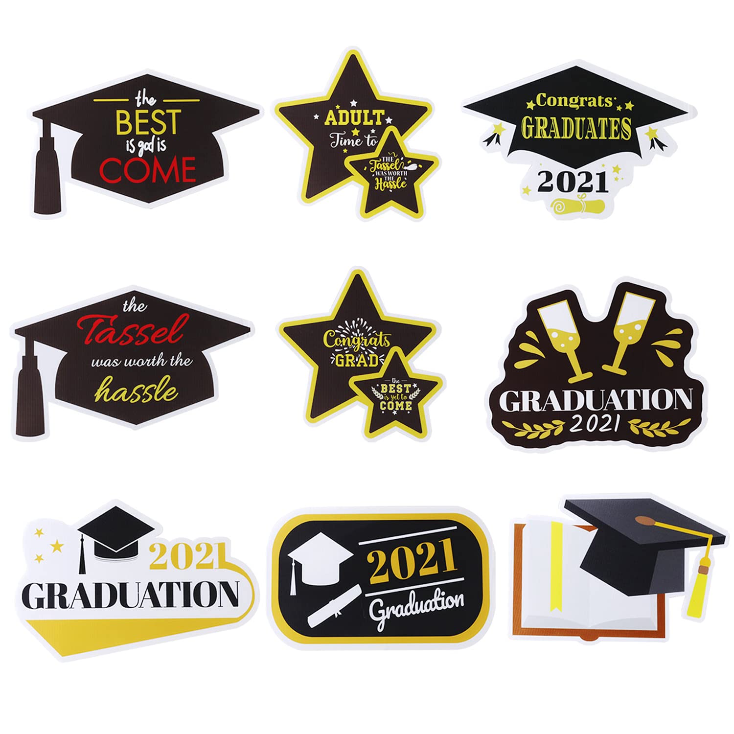 SUNHE YHK 2021 Graduation Yard Sign Congrats Grad Lawn Sign Class of 2021 Garden Yard Sign with Stakes Waterproof Outdoor Congrats Graduation Party Decoration Supplies