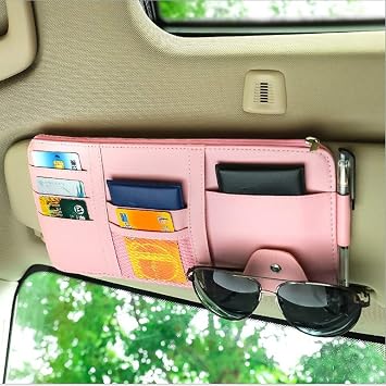 منظم سيارة Sun Visor ، حامل التسجيل والمستندات ، حقيبة التخزين الشخصية ، الملحقات الداخلية للسيارات ، منظم الجيب الوردي