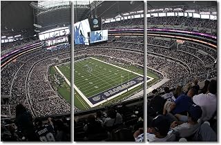AT&T Stadium Wall Art Dallas Soccer Paintings Sports Pictures American Football Artwork Canvas Art Home Decor for Living Room Framed Gallery-Wrapped 3 Piece Prints and Posters Ready to Hang 28x42 in