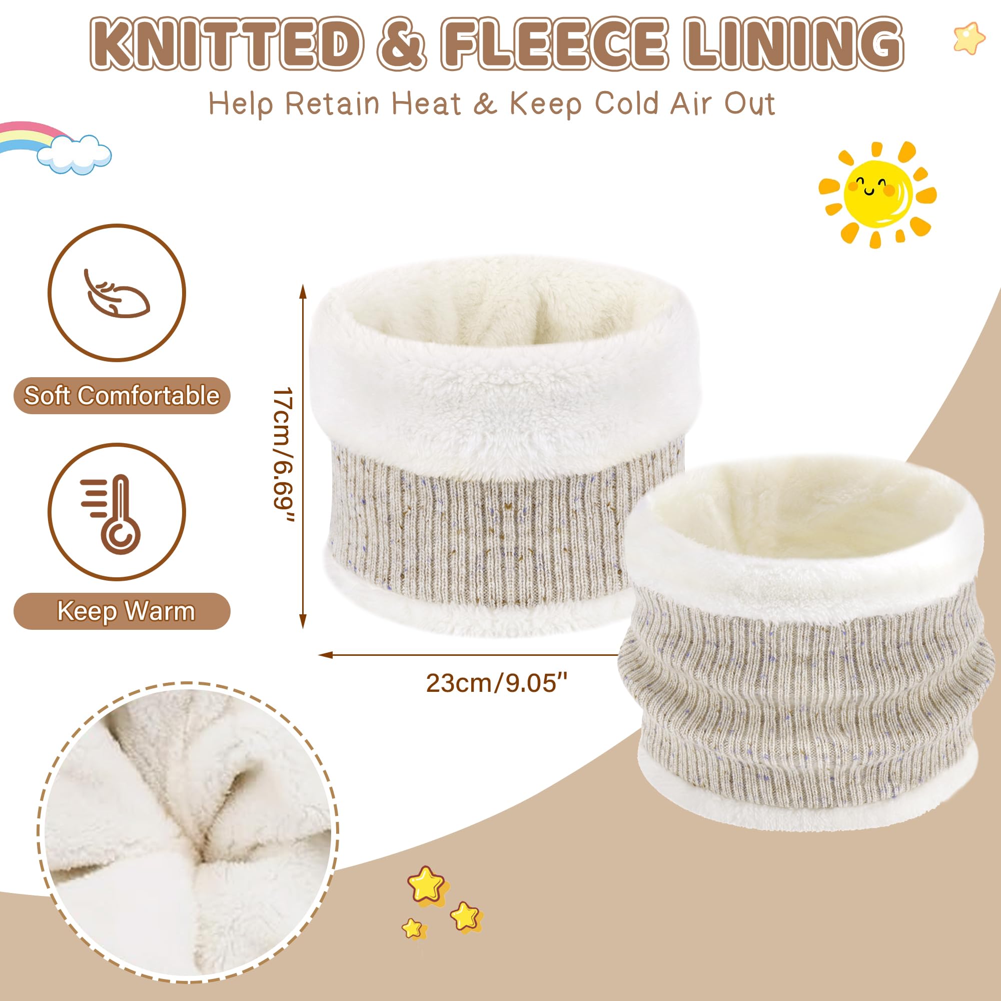 Enfants Bébés Hiver Bonnet Gants Tactiles Écharpe Ensemble Bonnet Pompon Moufles Cache-Cou avec Doublure Polaire pour 0-8 Ans Fille Garçon
