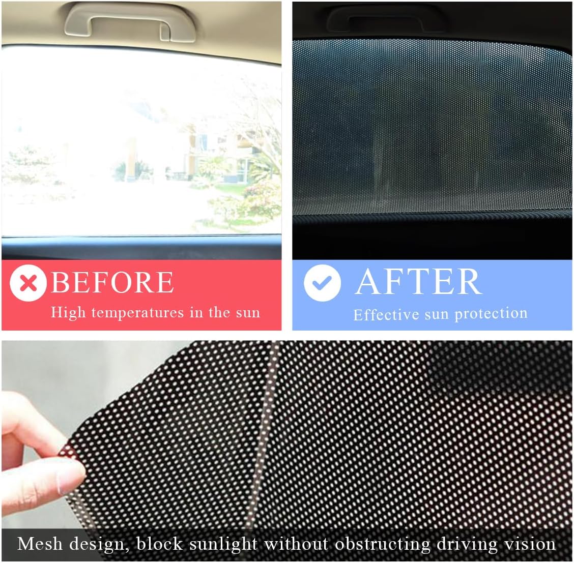 4 PCS Car Side Window Sunshade, Sun Blocking Static Cling Films Stickers Auto Sunshade, Reusable Block UV Rays Heat Insulation Privacy Protector Car Film for Most Vehicles