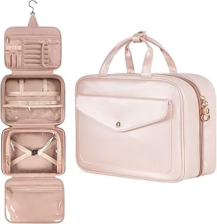 Toiletry Bag, Hanging Travel Makeup Bag for Women, Large Waterproof Cosmetic Bags Travel Organizer Full Sized Container wi...