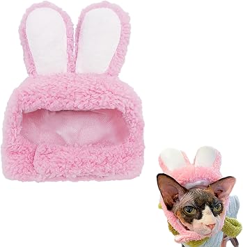 Cat Costume Bunny Rabbit Hat with Ears for Cats & Small Dogs - Perfect Easter Pet Costume Accessory