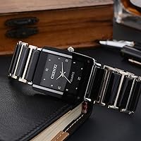 Vista 2 de FANMIS Reloj de pulsera unisex de cuarzo rectangular de cuarzo para hombres y mujeres amantes de la pareja