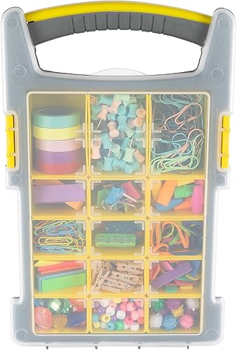 Miniatura 8 de Stalwart 75-MJ4645102 Caja organizadora de almacenamiento portátil para piezas y manualidades juego de 4 amarillonegro