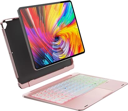 doqo iPad pro 10.5 Keyboard Case, iPad Air 3rd Gen case with Keyboard,Detachable 360 Protective case with 7 Colors Backlight, Bluetooth Keyboard with Touchpad for ipad air 3 and iPad Pro 10.5 Pink