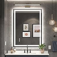 Vista 29 de Espejo de baño LED de 30x30 pulgadas con iluminación frontal y trasera (control independiente), espejo iluminado para pared de baño con 3