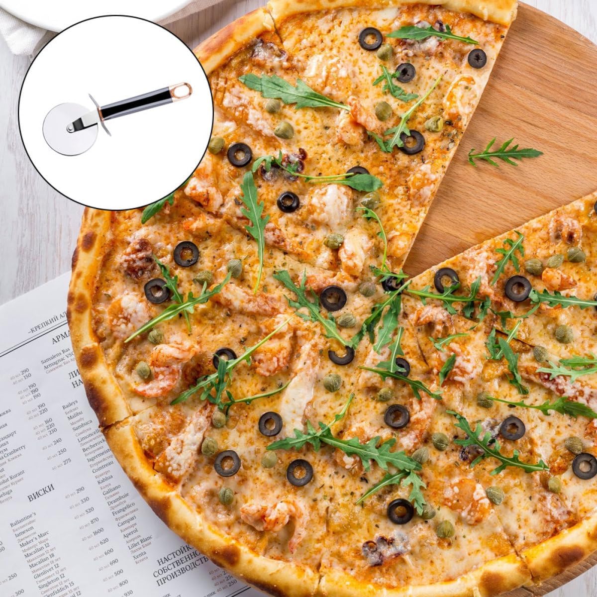 Practical Pizza Wheel Cutter with Stainless Steel Blade, Black Handle