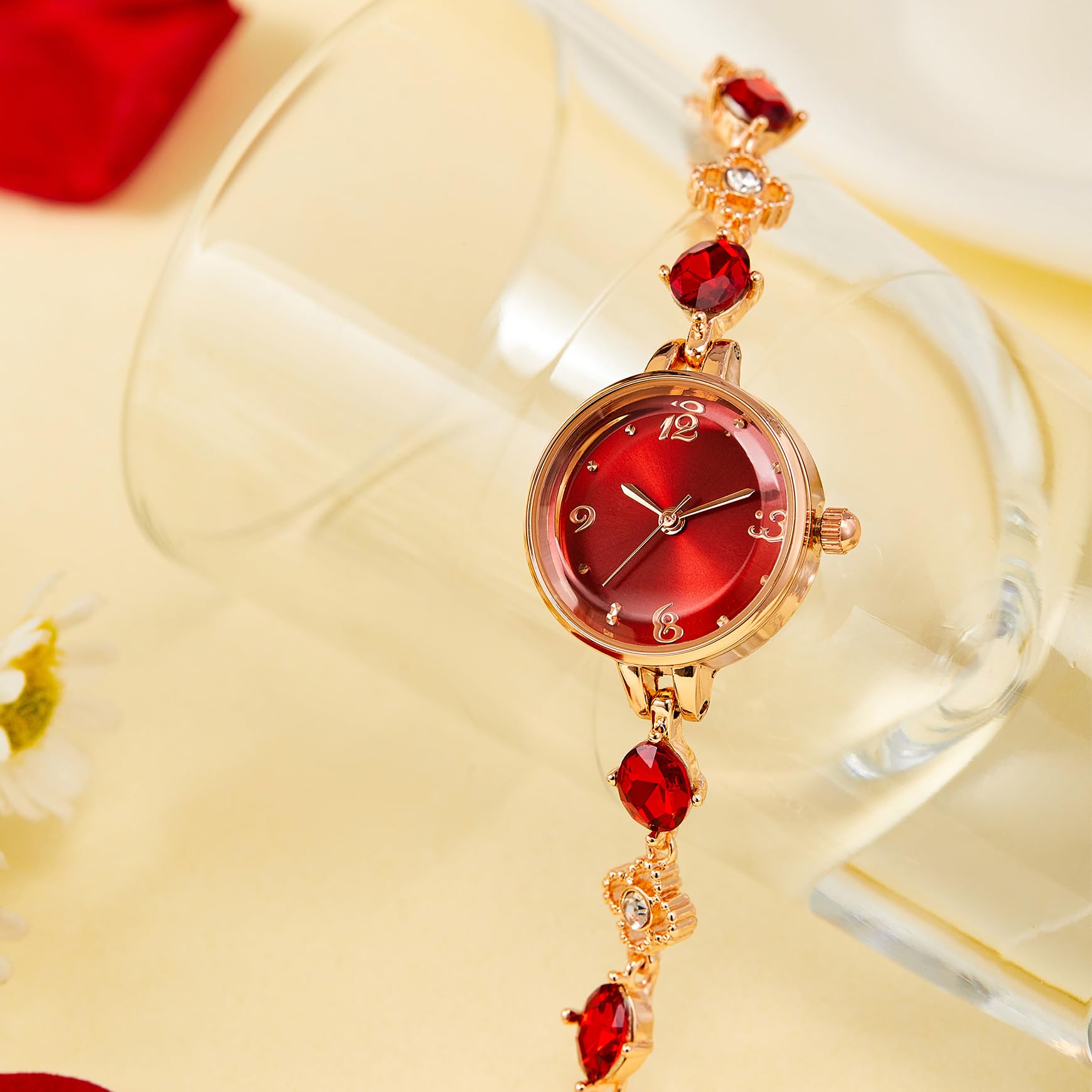 Reloj de pulsera para mujer, redondo, mini relojes para mujer, impermeables, exquisitos regalos para mujer, Rojo -, Moda 4