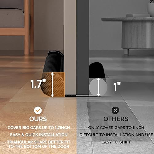 Miniatura 4 de fowong Tope para puerta de 30 a 36 pulgadas, insonorizante, bloqueador de corrientes de aire debajo de la puerta, sello de tapón de ruido ajustable,