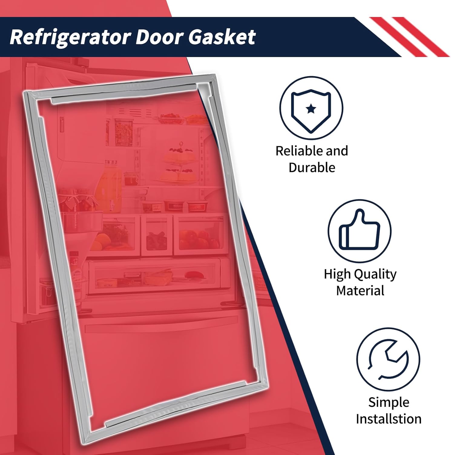 W10407216 Refrigerator Door Gasket Compatible with Whirlpool Freezer Fridge Door Seal Replacement W10248749 W10685869 Grey