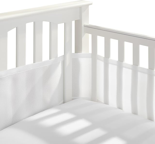 BreathableBaby Linge de mesh respirante pour lits d'enfant, classique 3mm Mesh, blanc (taille 4FS Couvertures 3 ou 4 Côtés)