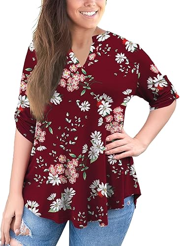 Miniatura 7 de a.Jesdani - Blusas de manga 34 que se enrollan, con cuello en V, diseño tipo túnica, talla extragrande para mujer