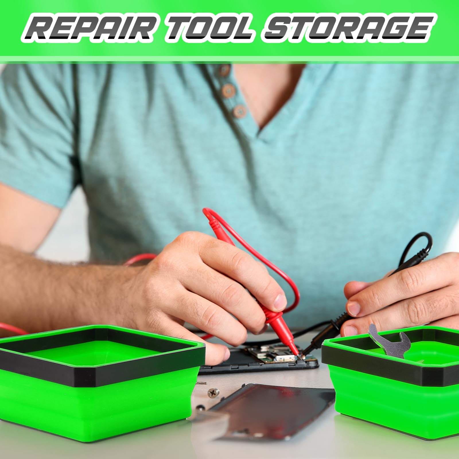 Magnetic Tool Tray - 10 Pcs Collapsible Organizer -4