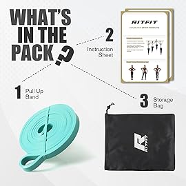 RitFit Pull Up Assist Band - Premium Resistance Band for Pull Up Assistance, Resistance Training, Body Stretching, Powerlifting, Mobility Training (8 Aqua)