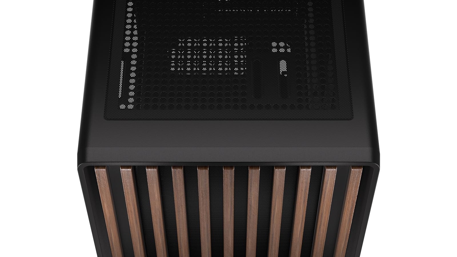 KRUX Helio, microATX Mini ITX Gehäuse, Echtholz Design, Glasfenster, 120mm PWM Lüfter, USB-C, USB 3.0, GPU bis 320mm, CPU bis 175mm, Staubfilter, Schwarz mit Holz-Front