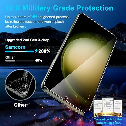 Miniatura 6 de Paquete de 2+2 protectores de pantalla de privacidad para Galaxy S23 Plus y protector de lente de cámara, vidrio templado 9H, antiespía,