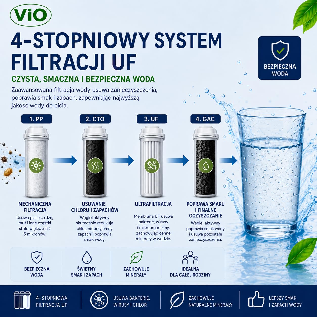 Purifier Wody ViO P172 FC-UF Biały Z Chłodzeniem i Systemem Ultrafiltracji