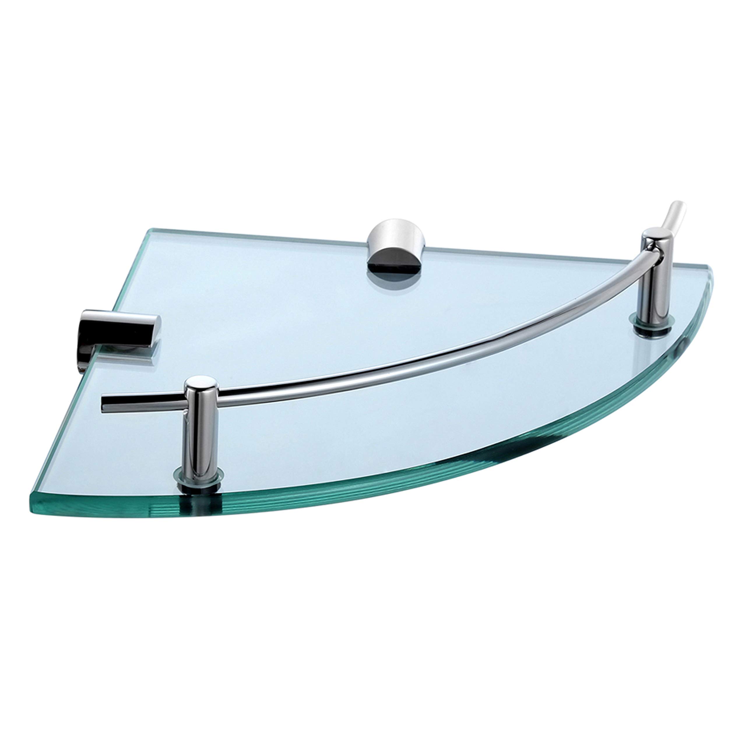 Blossom Glass Corner Shelf with Solid Brass Chrome Finish Bathroom Organizer Shower Caddy
