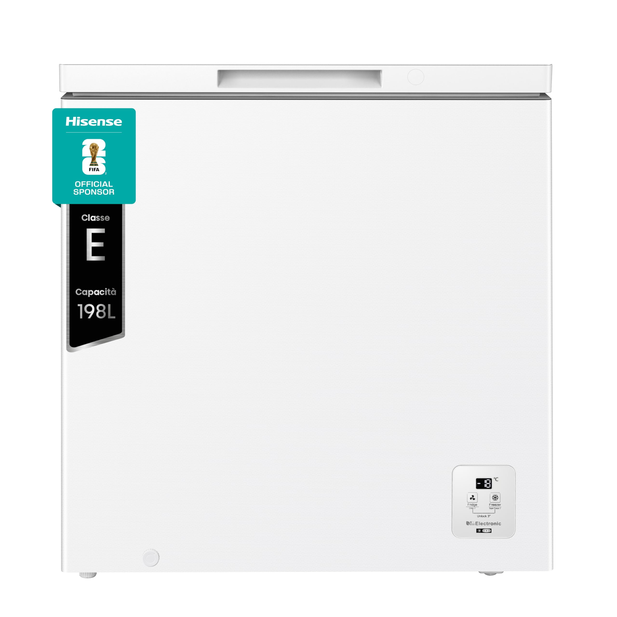 Hisense HCF200E NUOVO Congelatore 198 litri, Display Led, 40 db, Classe E, Bianco
