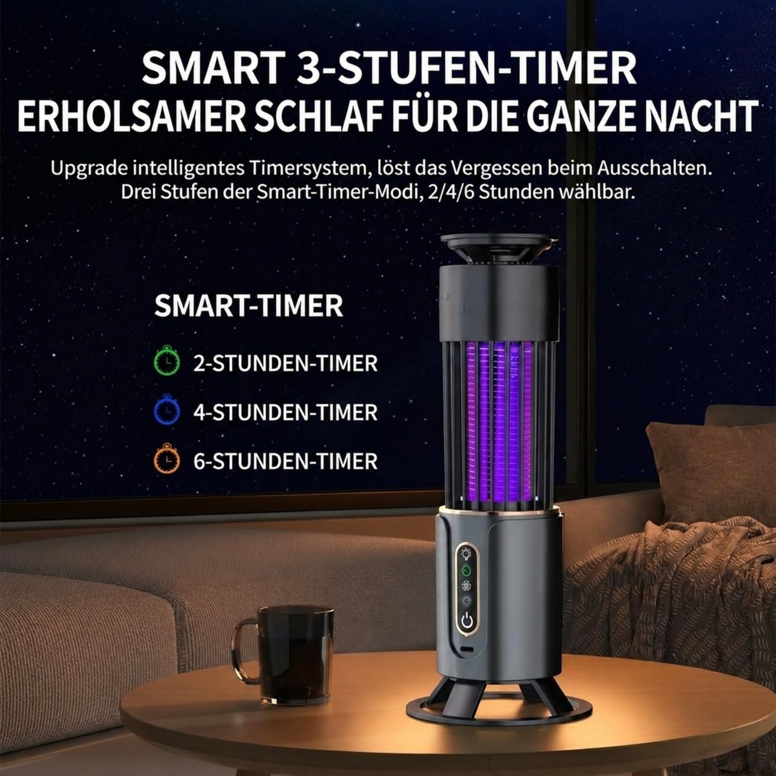 Osmo BiteGuard Elektrische Mückenfalle Akku - CO2 UV Mückenlampe Drehbar (Grau)