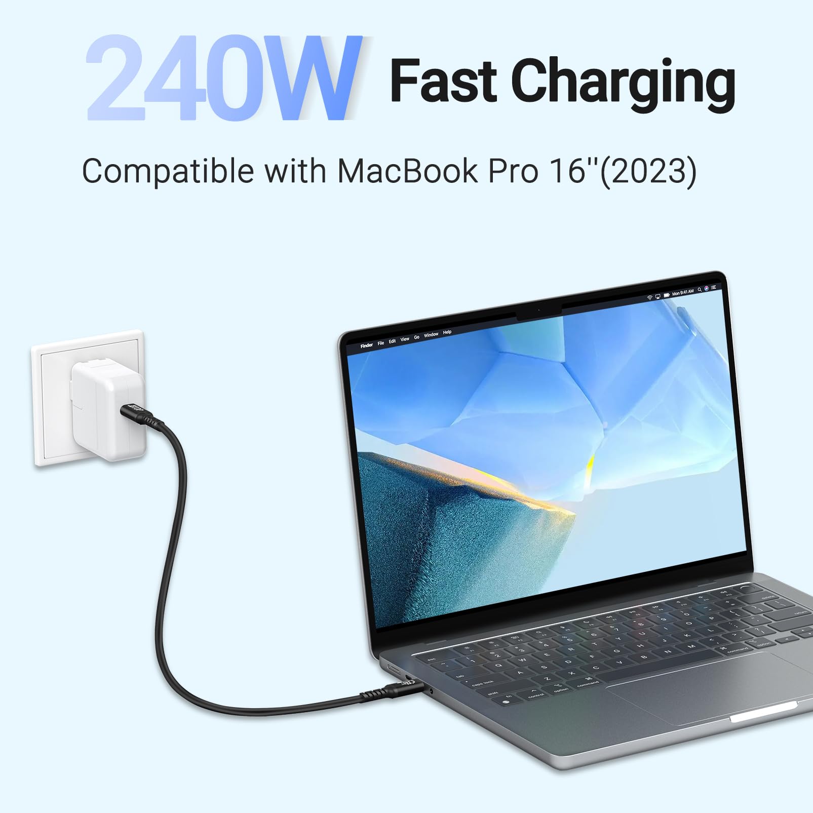 Lot de 2 câbles de données USB 4 40 Gbit/s (4,5 m), charge rapide 240 W, 8K/6K/5K @ 60 Hz, câble USB C vers USB C compatible avec iPhone 15/Pro/Plus/Pro Max, Samsung Galaxy, câble Thunderbolt