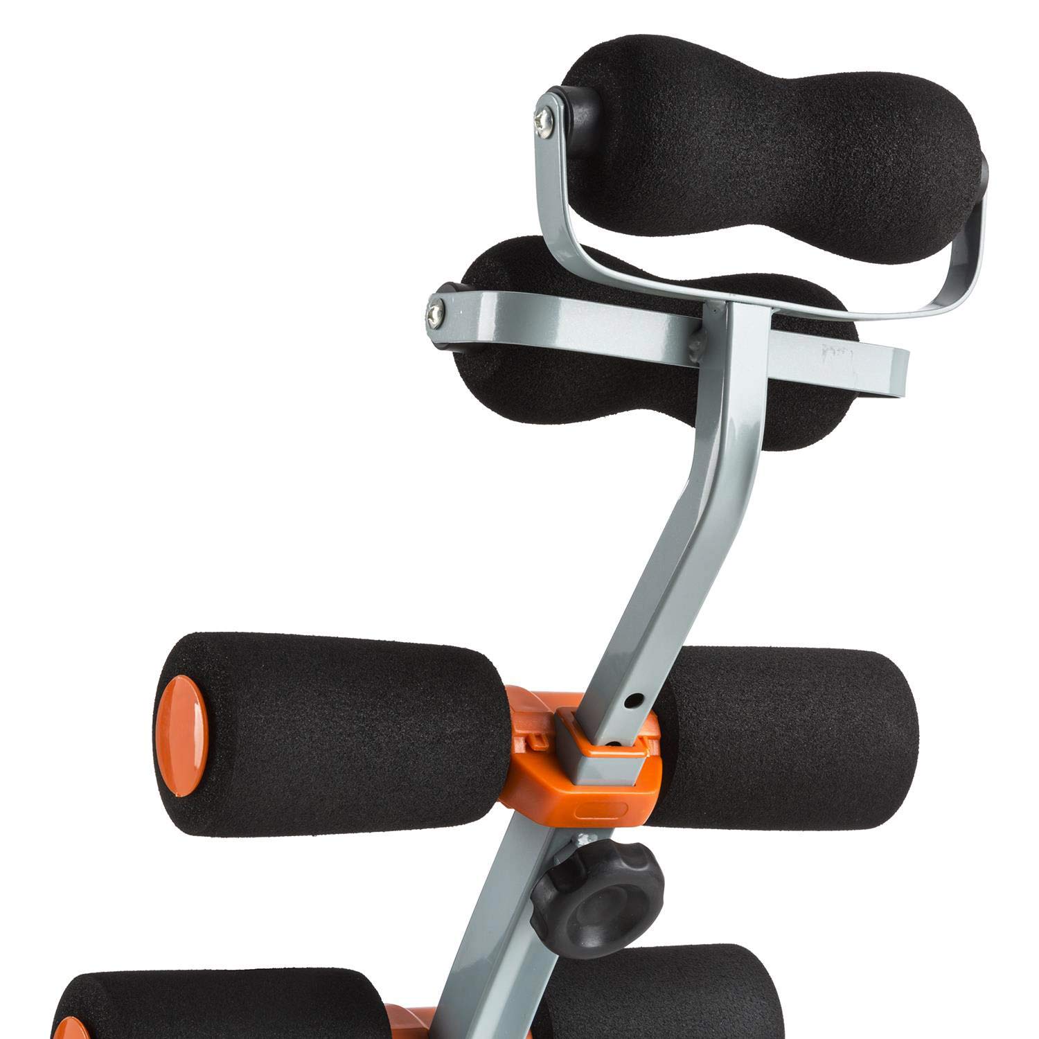 CAPITAL SPORTS Sixish Core - Bancos Fitness, Banco de musculacion con múltiples Posiciones, Banco de Abdominales Acolchado, Brazos y Espalda, Curler, Cintas de tracción elásticas, Naranja