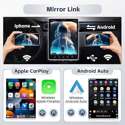 Miniatura 2 de Hikity Estéreo de coche de pantalla vertical con Apple CarPlay y Android Auto, pantalla táctil de coche de 9.5 pulgadas Android 13 Radio con GPS
