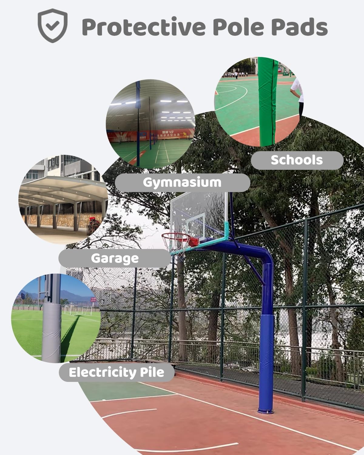 Almohadilla de Postes de Baloncesto Todo Tiempo Almohadilla para Poste de Baloncesto para Poste de Baloncesto Protectores de Postes con Espuma de 20 Mm, Protección de Paredes para Canchas de Baloncest
