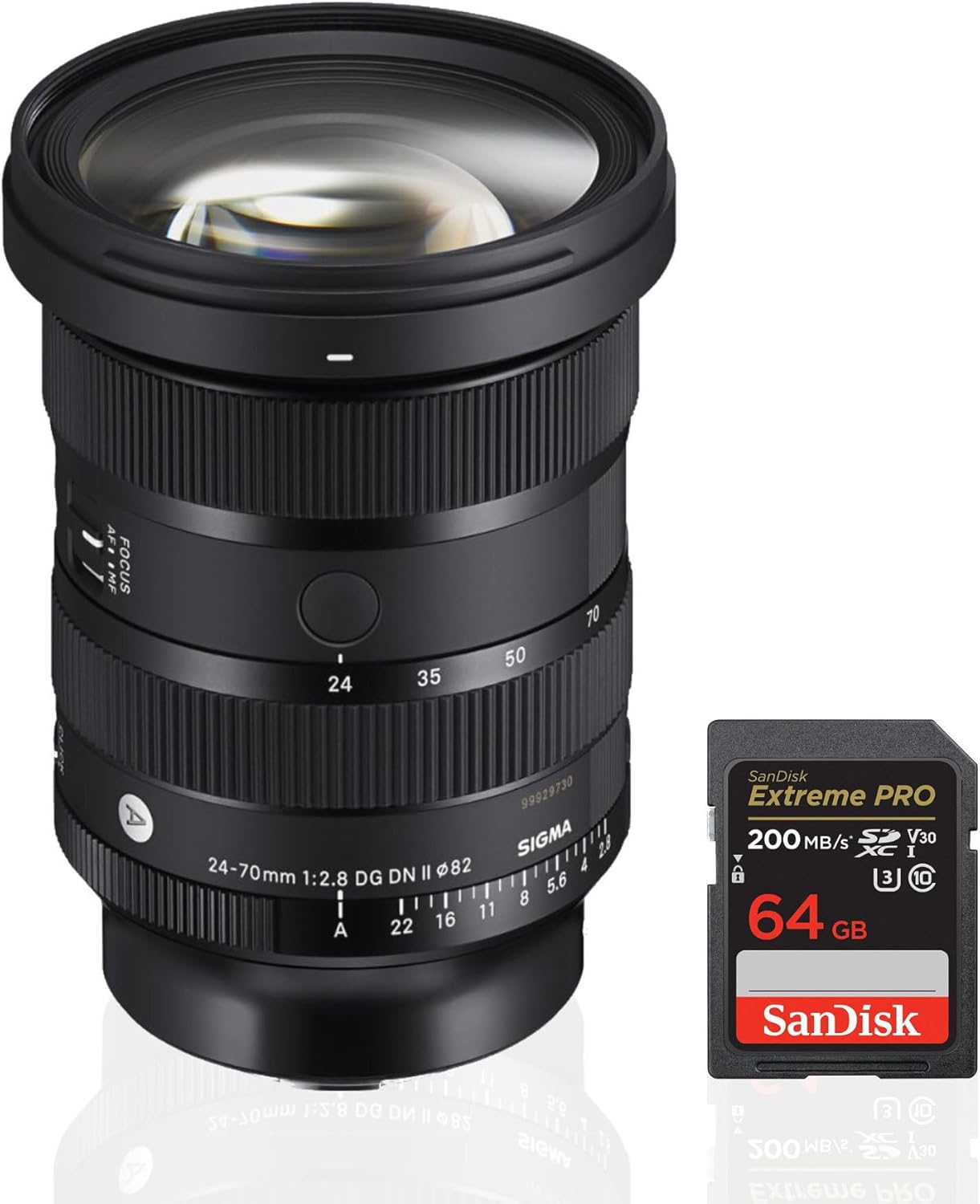 Sigma 24-70MM F2.8 DG DN II Art Lens (L-Mount) Bundle with 64GB SDXC UHS-I Memory Card (2 Items)