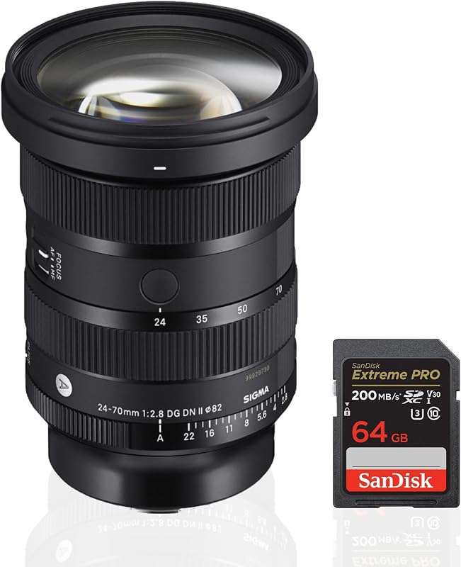 24-70MM F2.8 DG DN II Art Lens (L-Mount) Bundle | 64GB SDXC UHS-I Memory Card, (2 items)