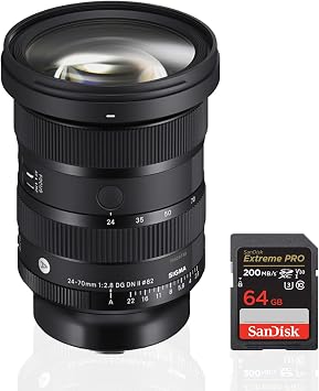 Sigma 24-70MM F2.8 DG DN II Art Lens L-Mount Bundle with 64GB SDXC UHS-I Memory Card 2 Items