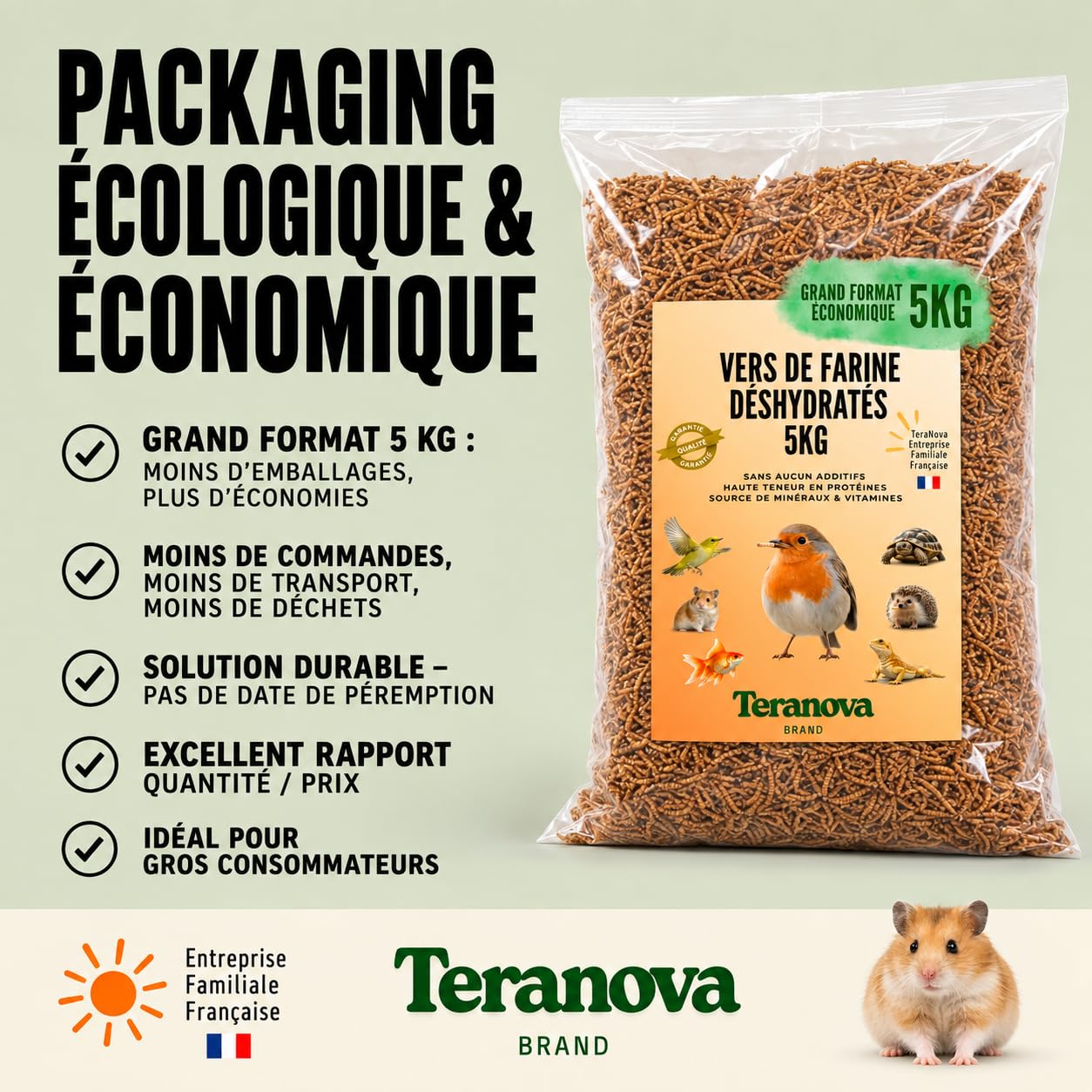 suszone robaki mączne 5 kg - Premium naturalny przysmak dla ptaków i zwierząt ogrodowych - suszone owady - karma uzupełniająca dla przeżuwaczy