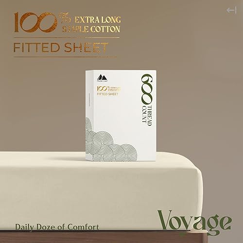 Miniatura 97 de MAYFAIR LINEN 100% Egyptian Cotton Fitted Sheet Twin Size - 600 Thread Count 16" Deep Pocket Twin Fitted Sheet Only, Soft Cooling Elastic Bottom