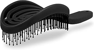 NuWay DoubleC Detangling Hair Brush – The Original Home Scalp-Care Brush – Patented Double Curved Scalp Care Hairbrush for Gentle Detangling, Volume Styling & Wet or Dry Hair (Iron Black)