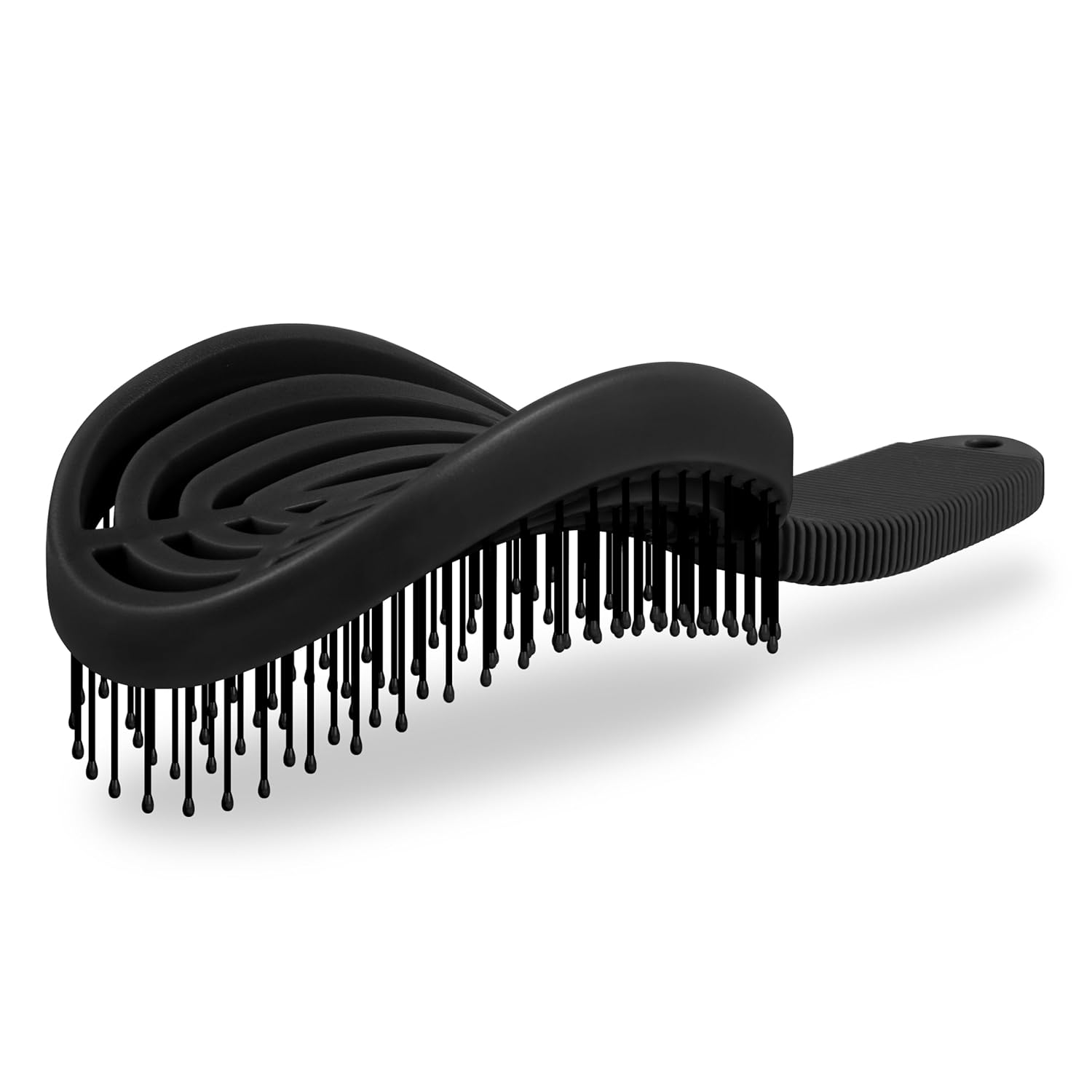 NuWay DoubleC Detangling Hair Brush – Patented Double Curve Scalp Care Hairbrush for Gentle Detangling, Volume Styling & Wet or Dry Hair (Iron Black)