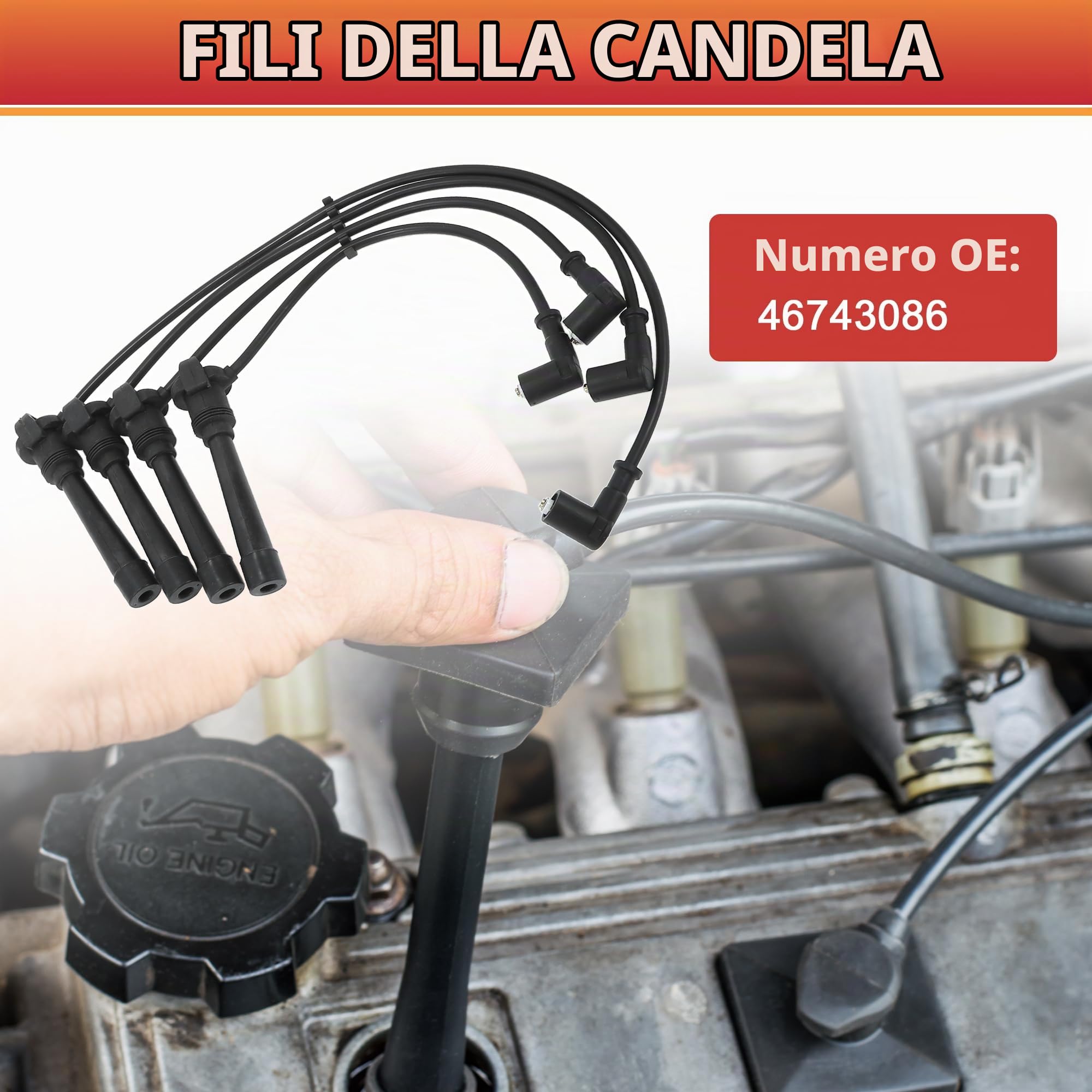 QUARKZMAN Bobina Candele Cavi Cavo di Accensione per Fiat Brava 1998-2002 No.46743086 - Pacco da 4