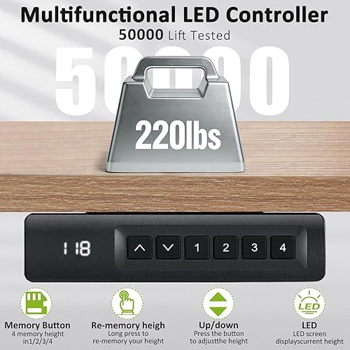 Miniatura 8 de farexon Escritorio de pie en forma de L de 63 x 55 pulgadas con tomacorrientes, escritorio eléctrico de altura ajustable, escritorio de pie en