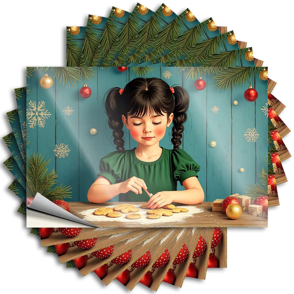 Fzfn Girls Colour Indie Window Decals - A Decorates Cookies With Festive Ornaments Funky Durable Sticker Easy Apply For Checkered Decor(6X9cm)