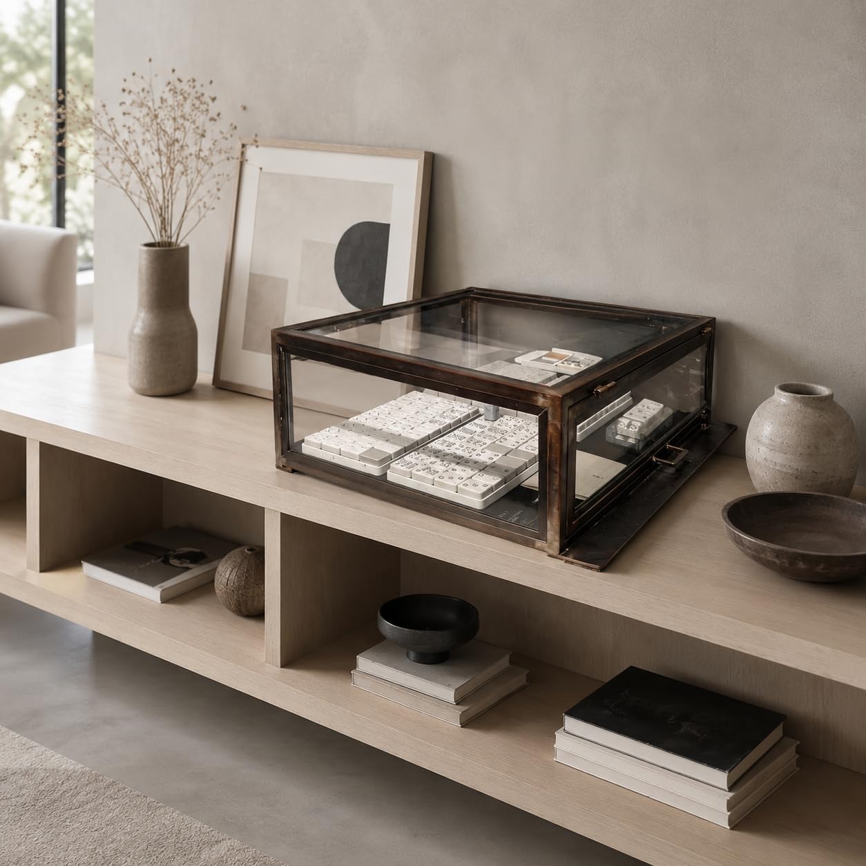 Vitrina Expositora para Coleccionables - Expositor Mesa Metal y Vidrio Bronce - para Colecciones
