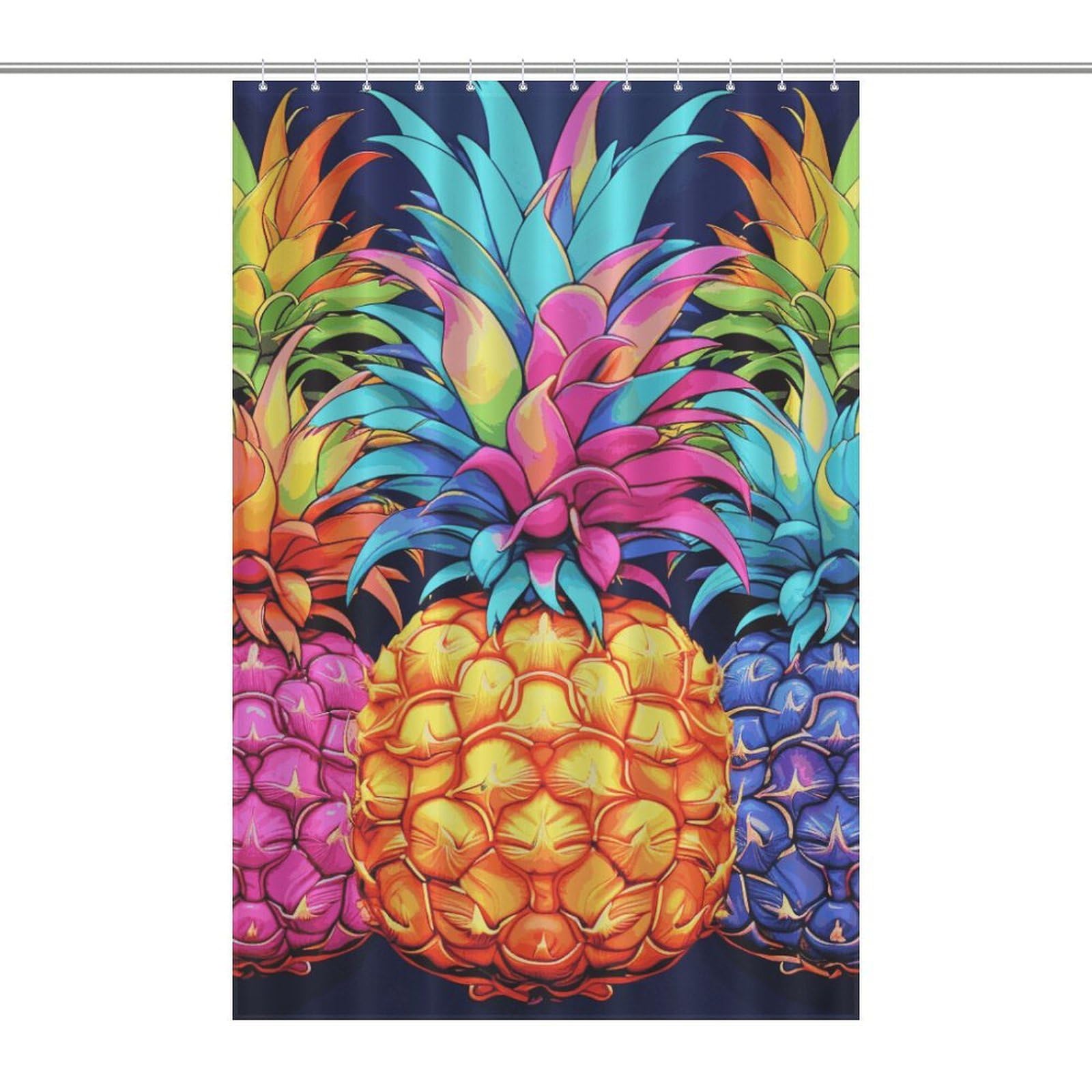 Rideau de douche extra long anti-éclaboussures imprimé ananas rustique en tissu
