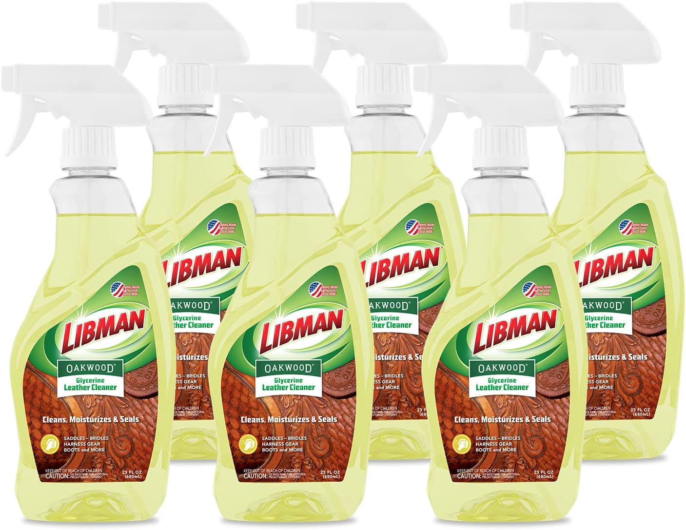 OAKWOOD Libman Glycerine Leather Cleaner (23 Fl Oz) - CASE of 6 - Cleans & Hydrates Leather Saddles, Tack, Boots, Furniture, and Harness Gear - Made in the USA