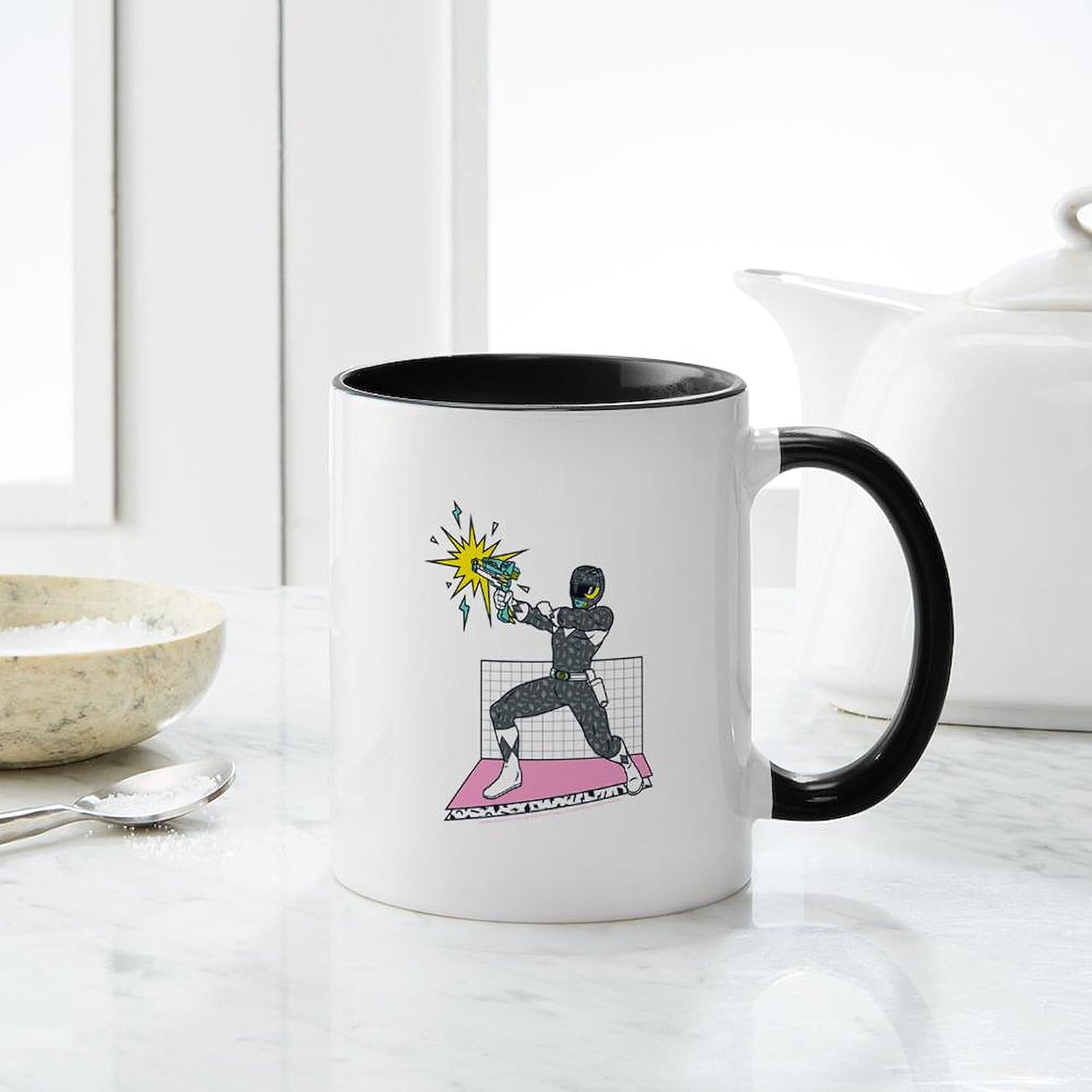 CafePress Power Rangers Black Ranger Blast 11 Oz Ceramic Mug 11 oz (325 ml) Ceramic Coffee Mug