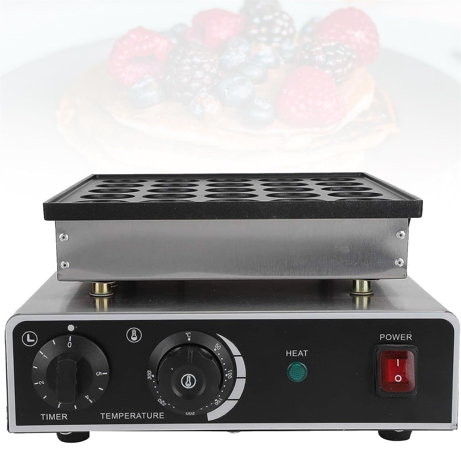 Mini macchina per pancake olandesi da 850 W con 25 fori, antiaderente, per torte e waffle, ideale per la cucina di casa, ristoranti e panetterie.,