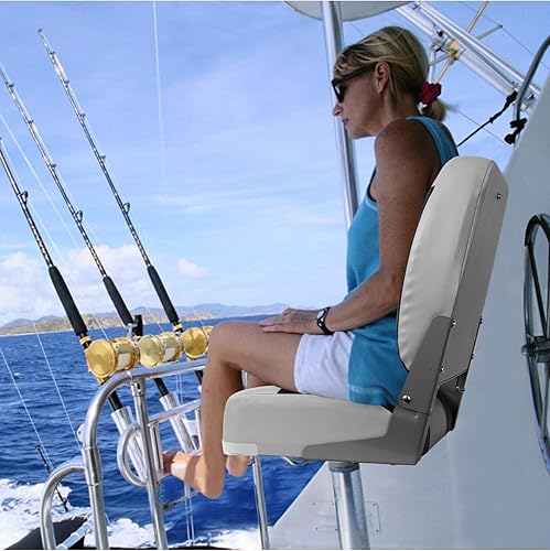 Miniatura 9 de Asiento plegable de lujo para barco de pesca, impermeable, clásico, gris y negro