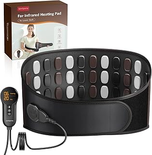 Comfytemp Far Infrared Back Heating Pad for Lower Back, FSA Eligible HSA 50 Tourmaline Natural Stones Deeper FIR Heated Waist Belt, 6 Heat 8 Timer, Birthday Gifts for Mom Dad(No Massage or Battery)