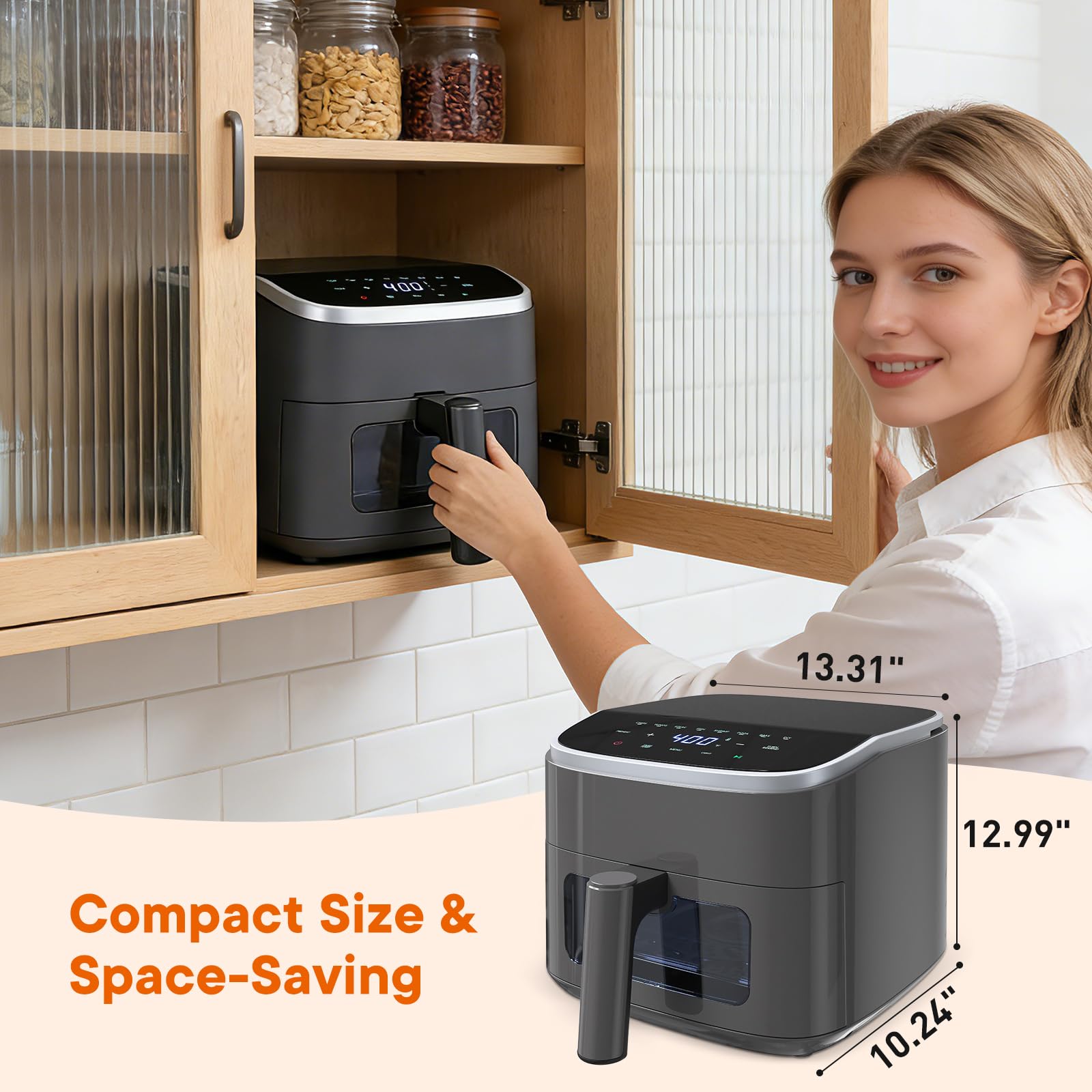 OLIXIS Dual Basket Air Fryer, 9.5 Quart Large Air Fryer with Double Basket, Independent TEMP Control, Sync Setting, Shake Reminder, 10 Presets for Bake, Broil, Defrost, Dehydrate, Grey view 7
