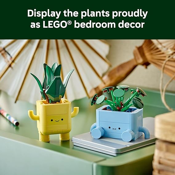 LEGO Botanicals Happy Plants Building Toy for Kids, Girls, and Boys 9+ Playroom Decor for Desk or Shelf - Birthday Gift Idea for Young Gardeners - Artificial Indoor Plant for Play & Display - 10349
