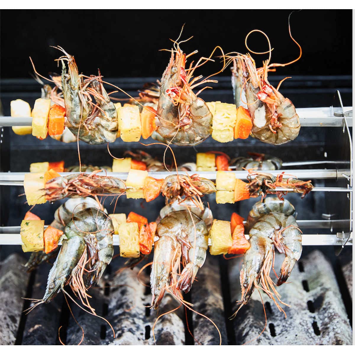 SANTOS XXL Grillspieß Rondell für Drehspieß bis Ø12 mm – 6 Grillspieße aus Edelstahl – Universal Spießgestell für Gyros, Schaschlik & Kebab – Ideal als Halter für Schaschlikspieße und Kebab Spieße
